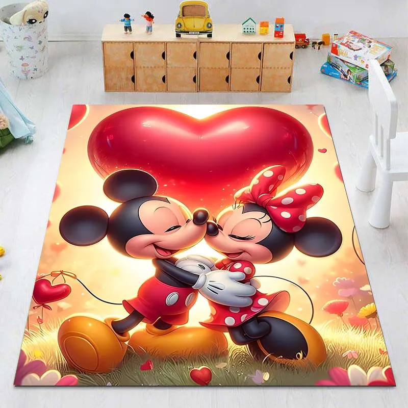 Disney Minnie Mickey Cartoon Pattern Living Room Bedroom Carpet Bedside Floor Mat 15 Size Kid\'s Room Cloakroom Play Mat Area Rug