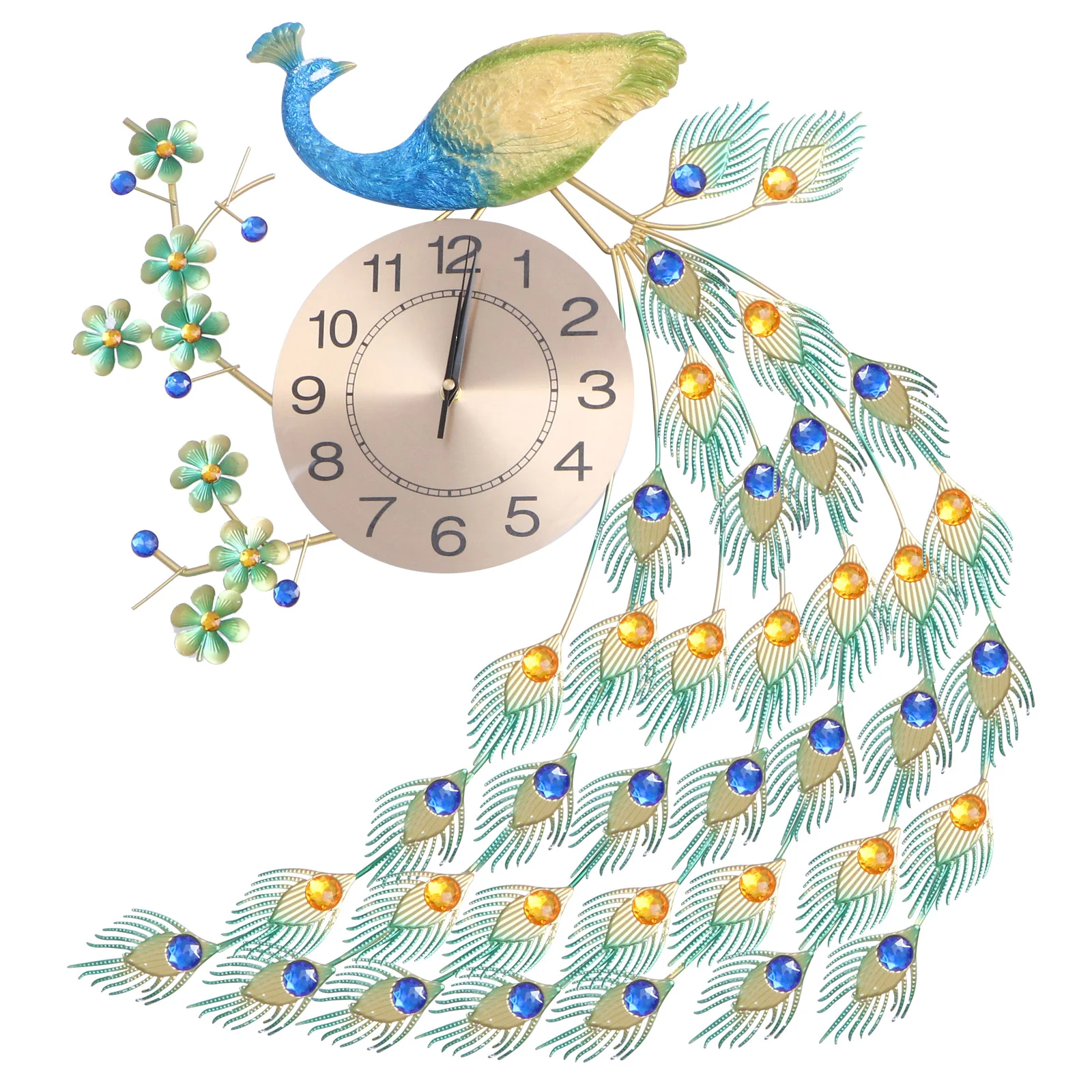 

Peacock Wall Clock Large 3d Clocks Decor Reception Room Hanging Style Decorative Sports