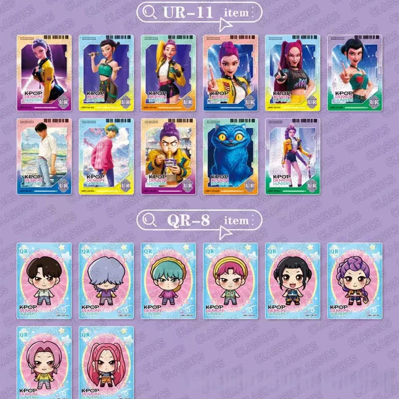 Anime Kpop Demon Hunters Collectible Card Blind Box  Huntrix Rumi Mira Zoey Character Laser Flash Card Mystery Bag Surprise Gift