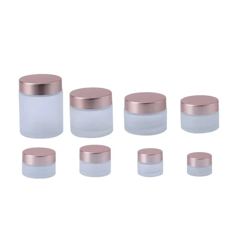 

Frosted Glass Cream Jar Clear Cosmetic Bottle Packing Lotion Lip Balm Container With Rose Gold Lid 5g 10g 15g 20g 30g 50g ni42