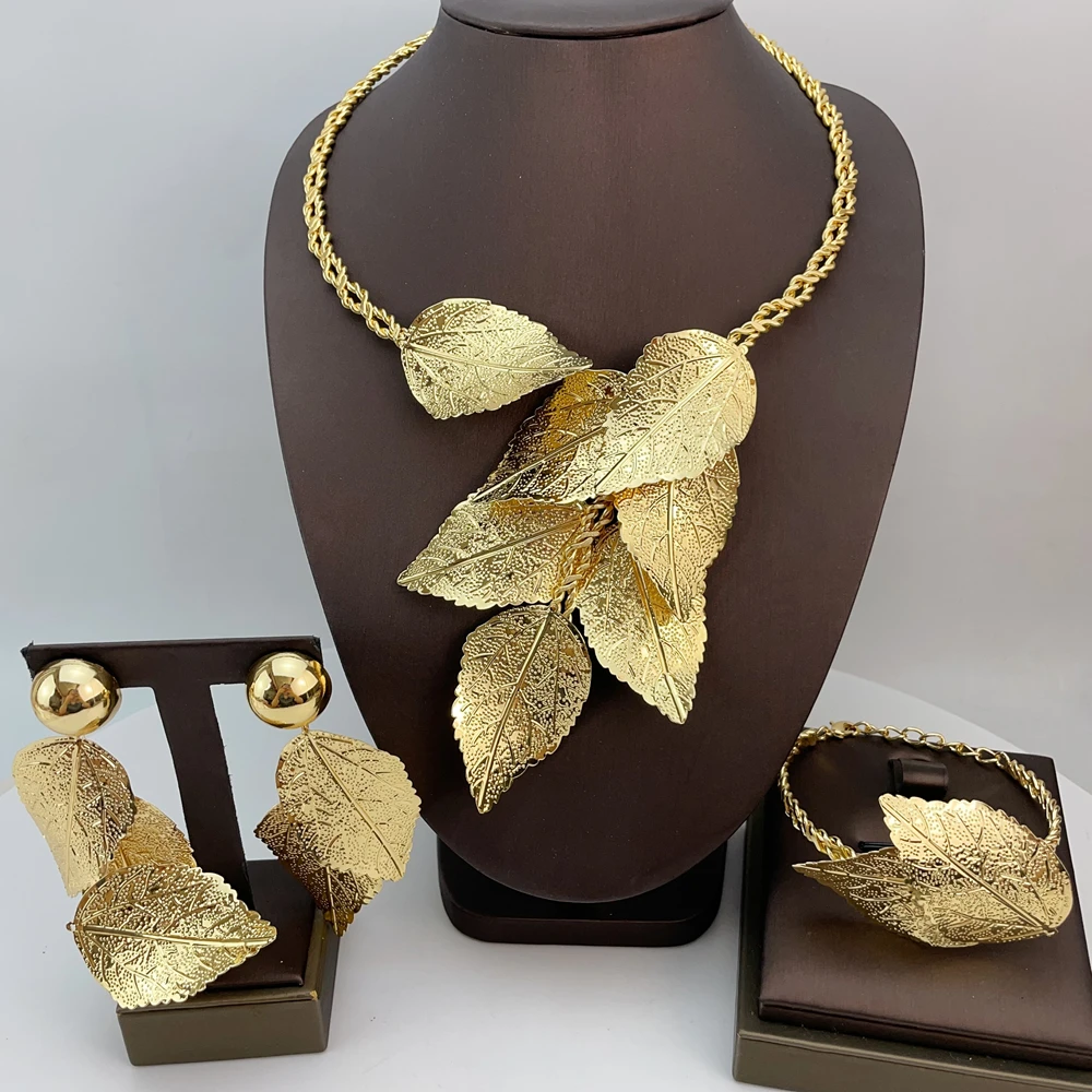 

Brazilian Simple Style Big Bold Flower Pendant Necklace Luxury Quality African Bride Jewelry Set For Women Party Gifts FHK21904