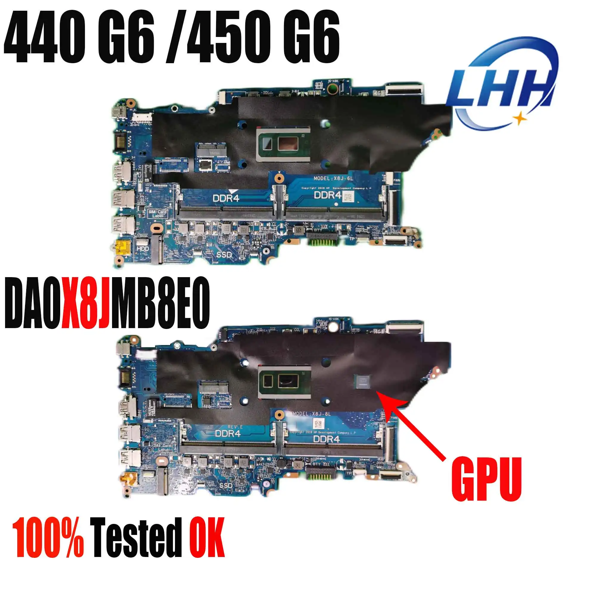 For HP 440/450 G6 Laptop Motherboard With 5405U I3-8145U I5-8265U I7-8565U UMA NVIDIA Geforce MX130/MX250 DA0X8JMB8E0 Tested OK