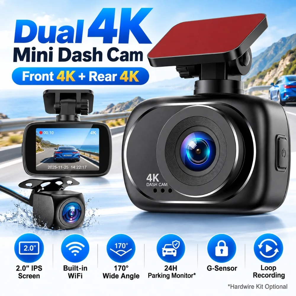 Cámara para coche 4K con graba - Dual Dash Cam With Gps Wifi reseña y precio