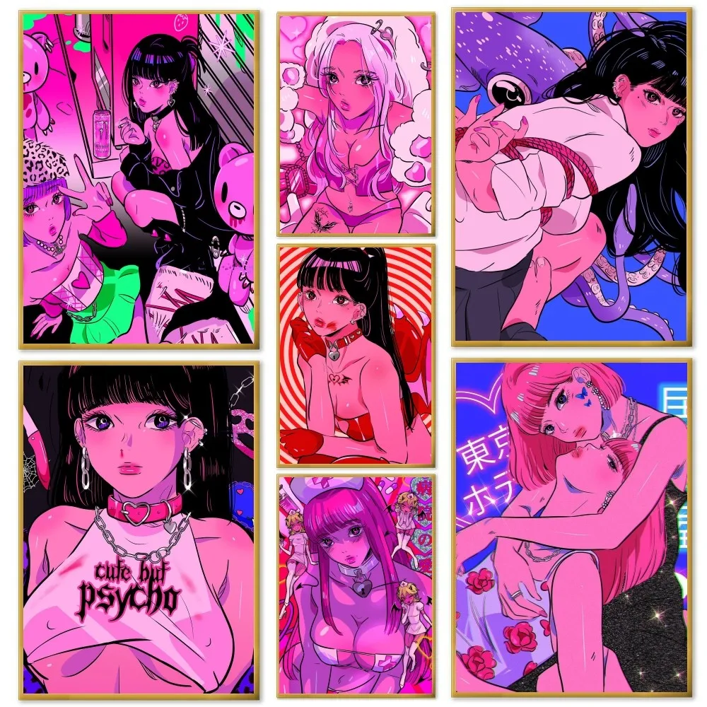 

Ins Japanese Anime Cartoon Sweet Girl Poster Home Living Room Bedroom Bar Cafe Art Decor