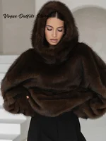 Casual Furry Faux Fur Hooded Pullover Women Loose Full Sleeve Warm Solid Coat 2026 Autumn Winter Lady Street Fashion Outwear New 4