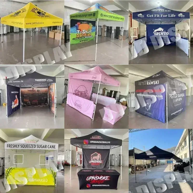 DD Zewnętrzna składana altana 10x10ft Namioty reklamowe Dach Tkanina Oxford Przenośna ściana boczna 600D Wodoodporny namiot z baldachimem z tkaniny