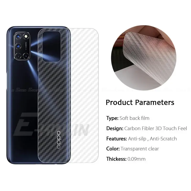 5pcs Carbon Fiber Back Cover Screen Protector For OPPO A78 A77s A72 A73 A74 A76 A77 Sticker Protective Film Not Tempered Glass