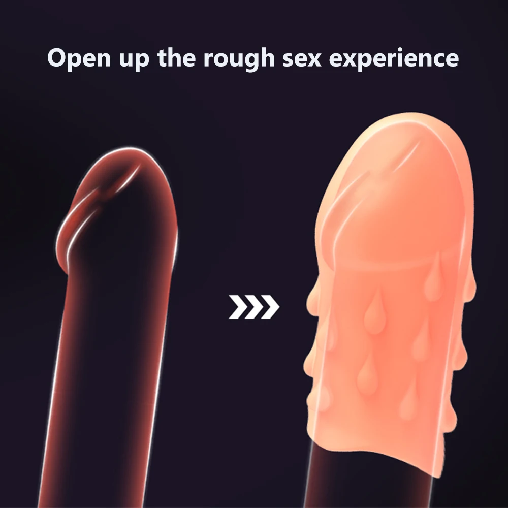 Male Penis Sleeve Extender Reusable Condom Dick Sleeve Glans Cover Cock Enlargement Delay Ejaculation Sex Toys For Men Goods