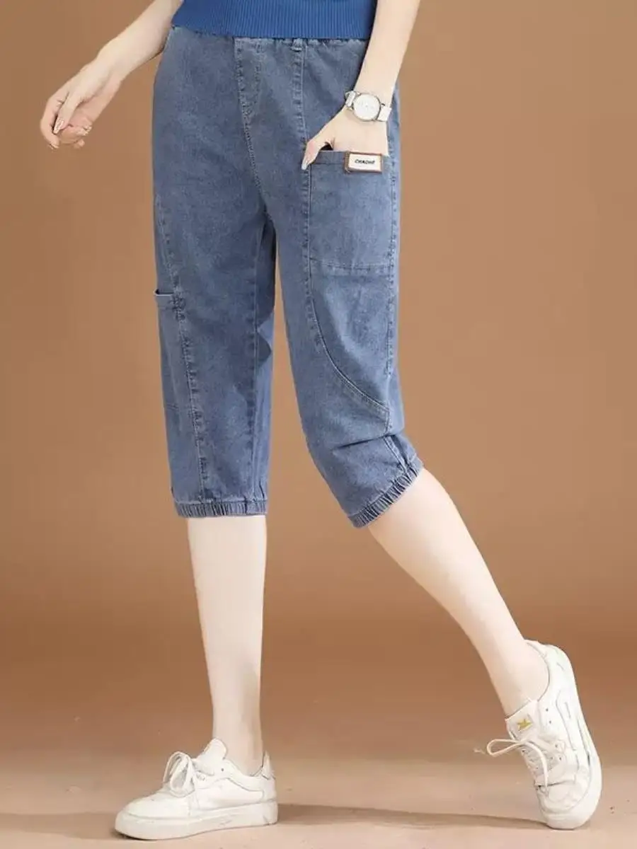 calca-jeans-feminina-seven-quarter-com-cintura-elastica-estilo-coreano-casual-patchwork-verao-2026-nova-versatil-com-efeito-emagrecedor-e-lenco