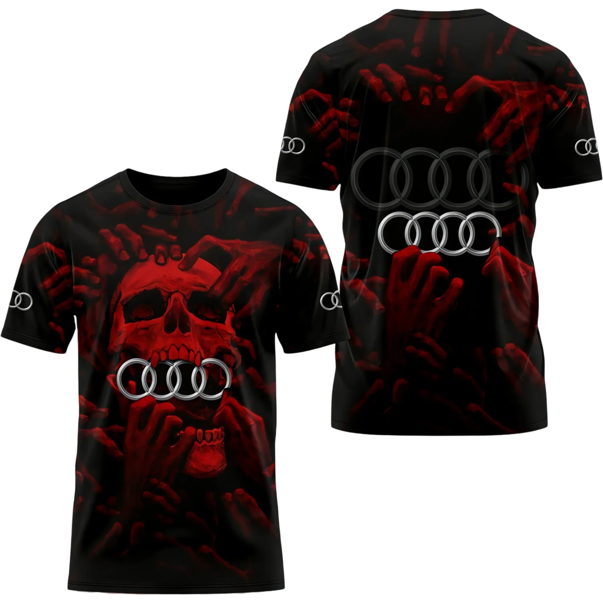 Audi Logo 3D Printed T-Shirt for Men Quick-Drying Sweat-Absorbing Summer Top Comfortable Short-Sleeved Trendy Casual Wear