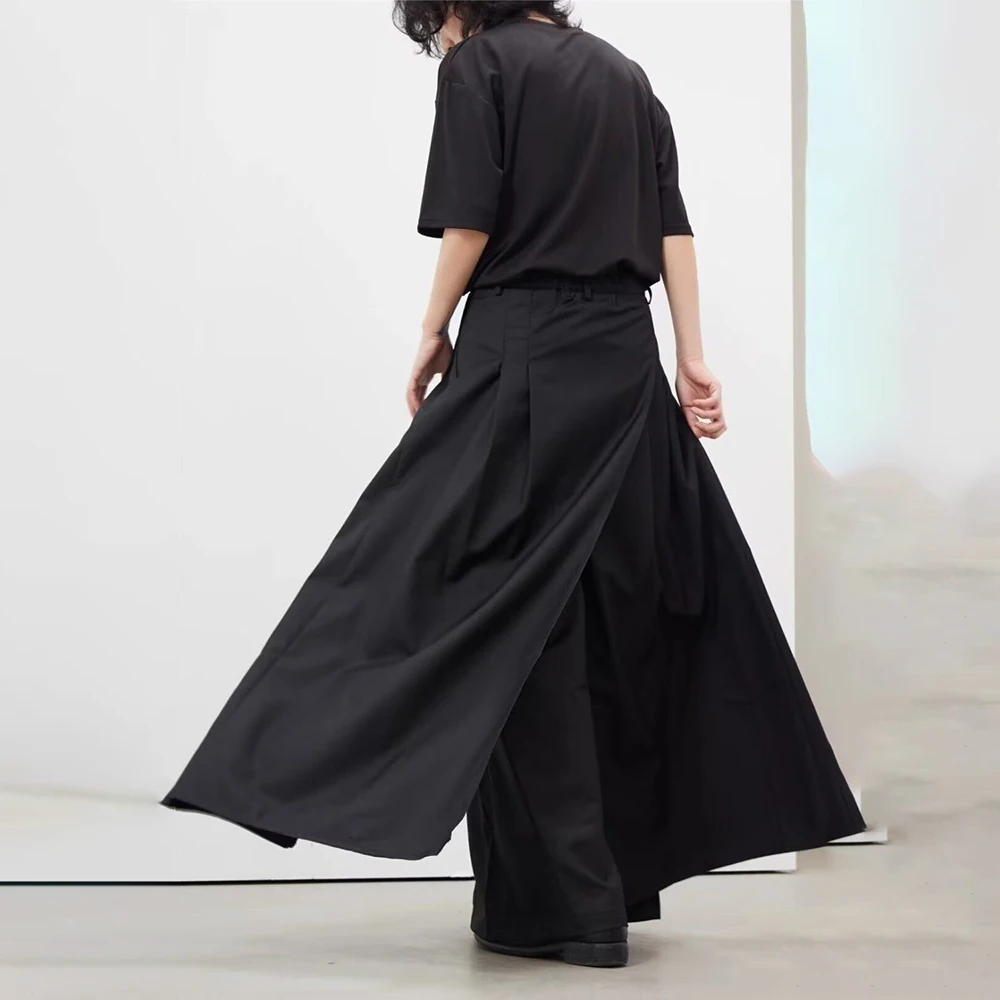 

Men Skirt Pants Double Layered Side Hem Casual Samurai Pants Hakama Streetwear Fashion Youth Casual Pant Men'S Clothing 2025 New