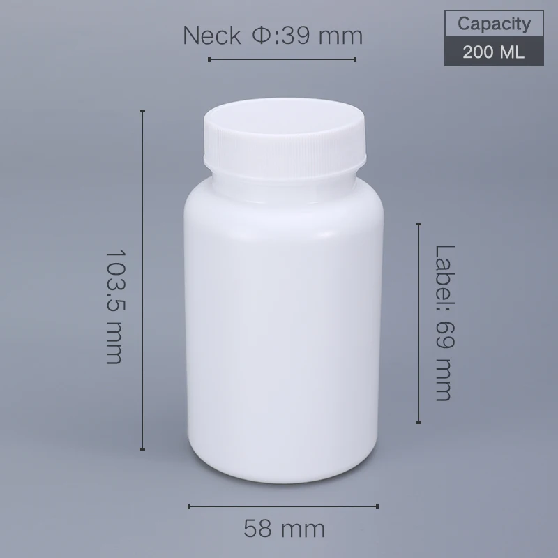 20PCS Empty 100ML White Plastic Bottle with Screw Cap Food Grade HDPE For Medicine Pill Capsule Vitamin