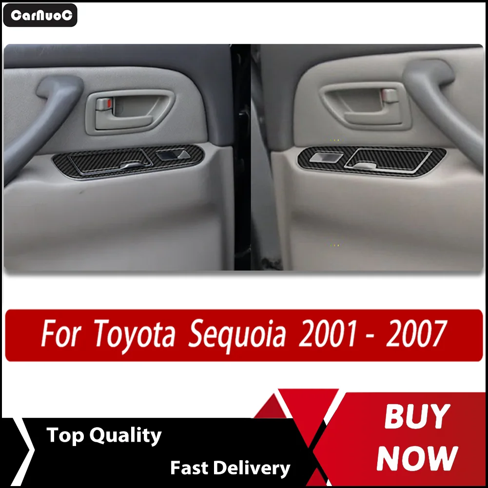 

Carbon Fiber Car Interior Upgrade Kit - Left and right rear door control Trim Decals For Toyota Sequoia XK30 XK40 2001- 2007