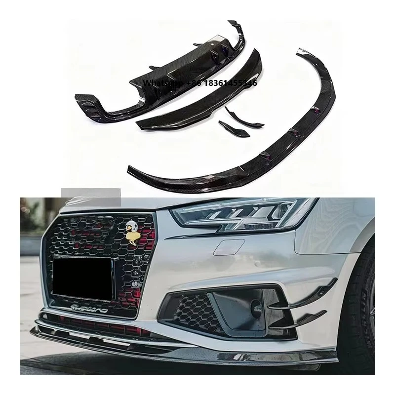 

For 17-19 A4 S4 Carbon Fiber Small Surround Front Lip Rear Lip Wind Blade Tail Wing Bolt-On Universal Fitment