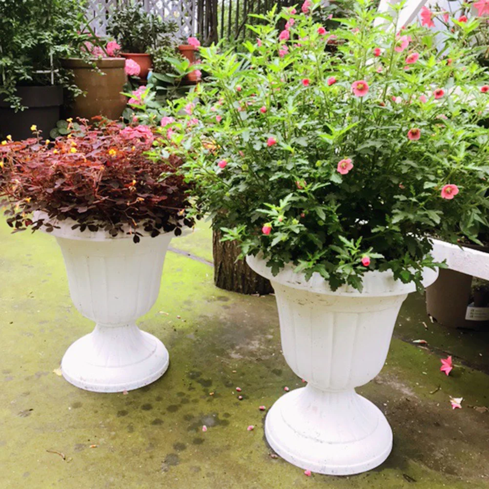 Large Pot Roman Column Flower Pot Outdoor Flower Pedestal Urn Planter Green Dill Plastic White Ceramics Wedding White