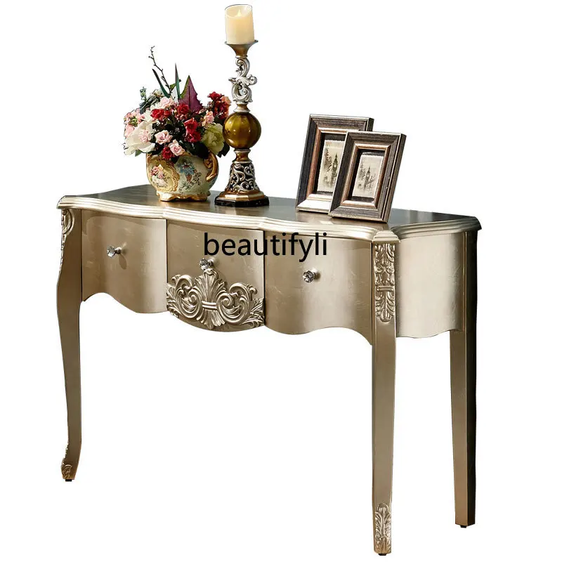 LBX European-Style Entrance Cabinet Aisle Lobby Console Curio Cabinet Hallway Neoclassical Home Entry Entrance Cabinet