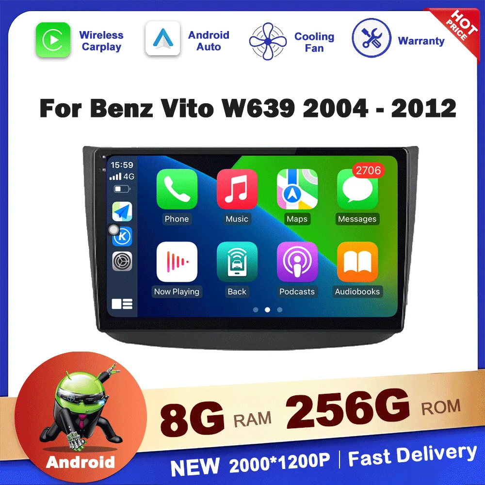 

for Mercerdes -Benz Vito W639 2004 - 2012 Car Radio Stereo Multimedia Navigation GPS Video Player DSP Stereo Wireless Carplay 4G