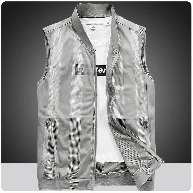 Summer Mesh Vest Men Sleeveless Gym Running Waistcoat Quick-Drying Breathable Jacket Outdoor Climbing Fishing Vest Men Clothing