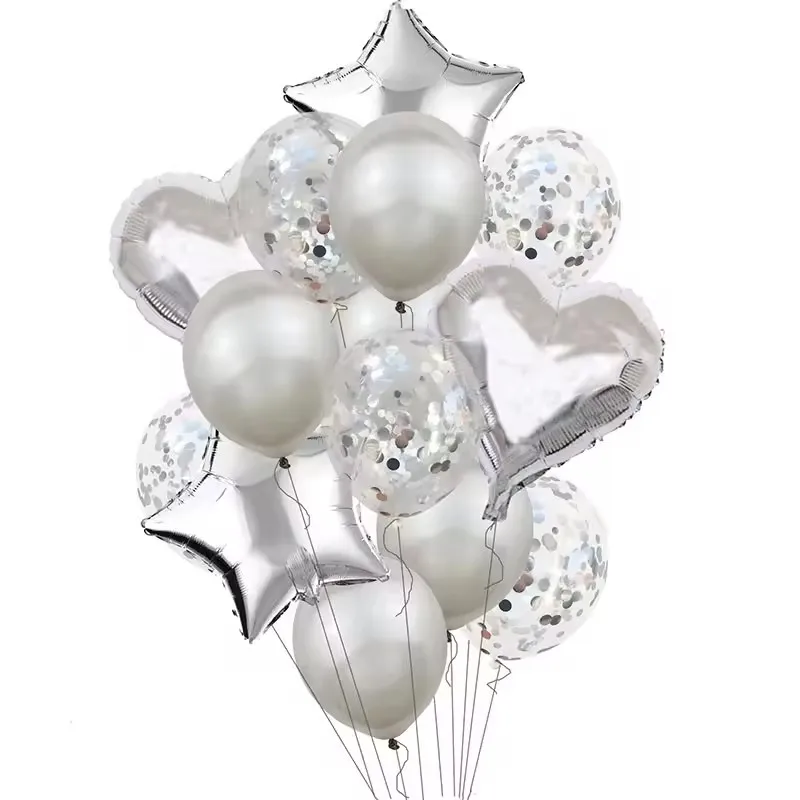 14 Stück Herz-Stern-Folienballons mit Latex-Konfetti-Ballons für Geburtstags- und Hochzeitsfeier-Dekorationen – Detail 8