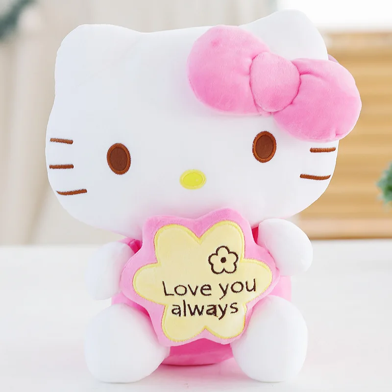 Echte Sanrio Cartoon Puppe Hallo Kitty Plüsch Spielzeug Liebe Sie Immer Kawaii Mädchen Sofa Kissen kinder Roman Spielzeug Weihnachten geschenk