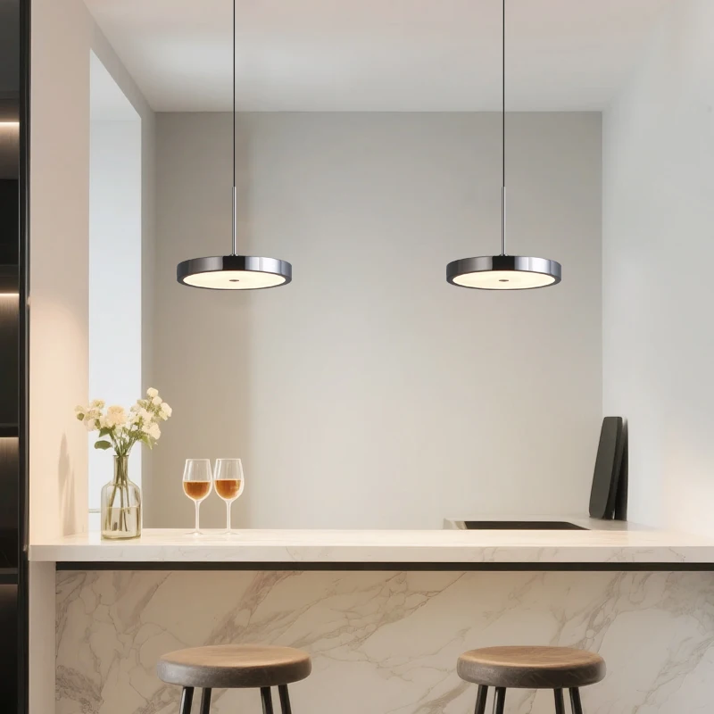 

Minimalist LED Pendant Light Black Gold Round Acrylic Bedside Lamp for Dining Room Restaurant Home Decoration Hanging Lighting