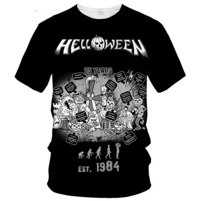 New Popular Rock Helloween Band T-Shirts 3D Print Men Women Casual Short Sleeve T Shirt Oversized Hip-hop Tees Man Tops Clothing