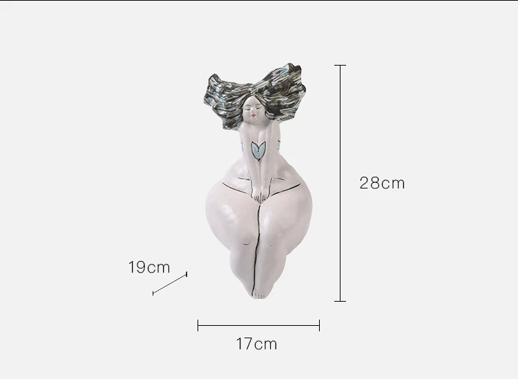 Hand-Made Portrait Of The Daughter Of The Sea Figurine Art Living Room Bedroom Ceramic Ornaments Desktop Decorative Figures