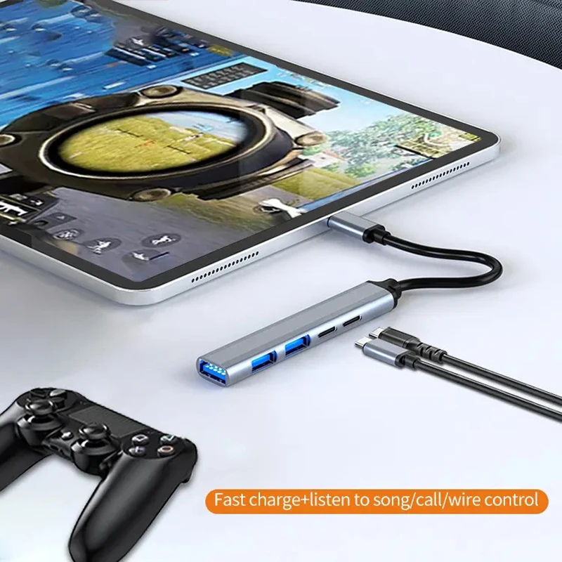 5 في 1 Ultra Slim Type C USB Hub 100W PD محطة إرساء USB 2.0 3.0 الفاصل لهاتف MacBook Pro Mac Mini Mac