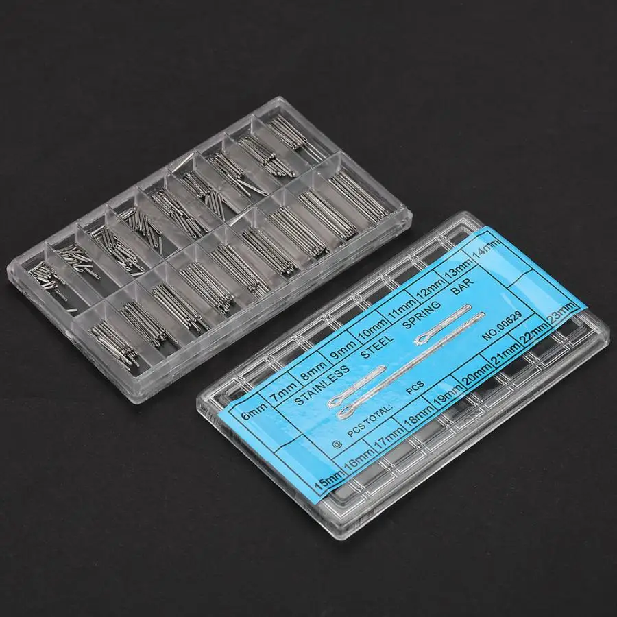 Spring Bars Assortment Kit 6-23mm - Tungsten Steel U-Shape Watch Band Pins in Storage Box