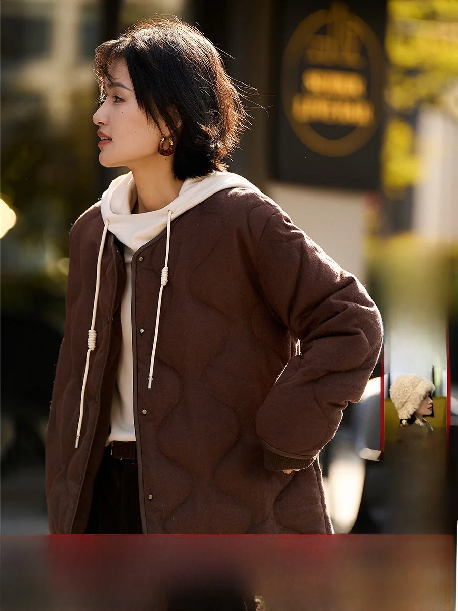 

XiaoHanGe Cloud Soft Beautiful Thing Luxury Warm Camel down Silk 95 White Goose down Gourd Pattern down Jaet Women's