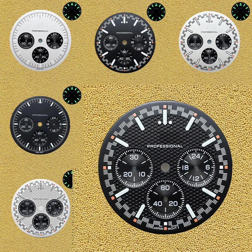 

32.5mm S Logo Matte Dial Green Luminous Suitable For VK63 Movement High Quality Watch Modification Accessories