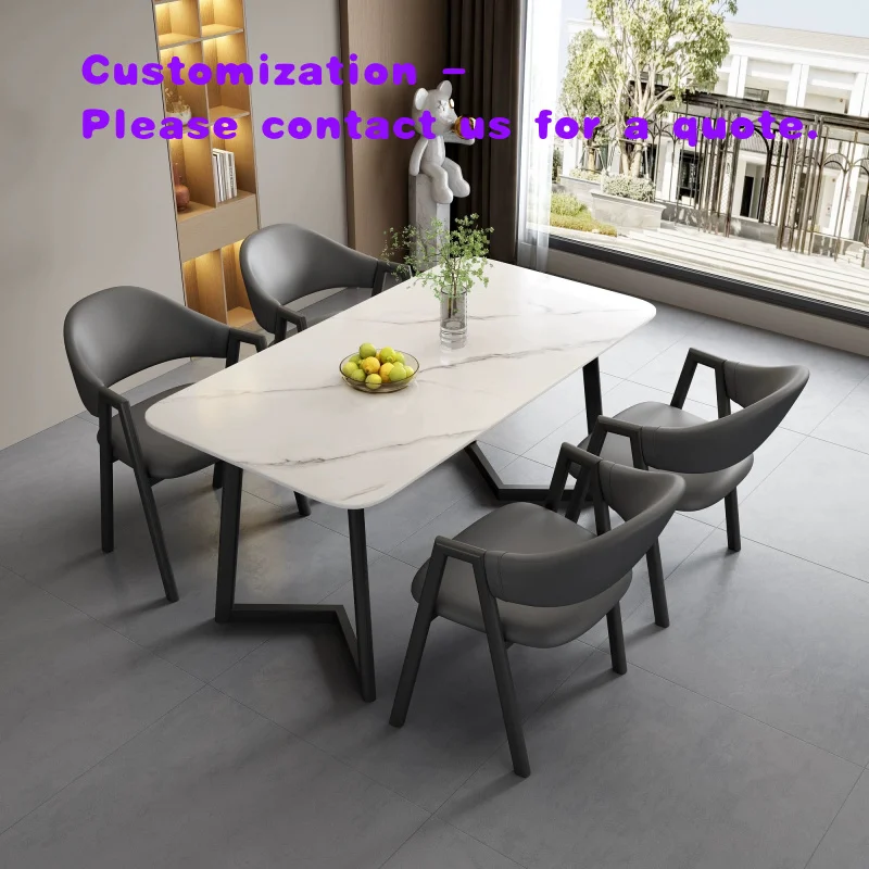 custom.New Design Multiple Color Price Restaurant Dining Furniture Sintered Stone Top Leather Fabric Table and Chairs