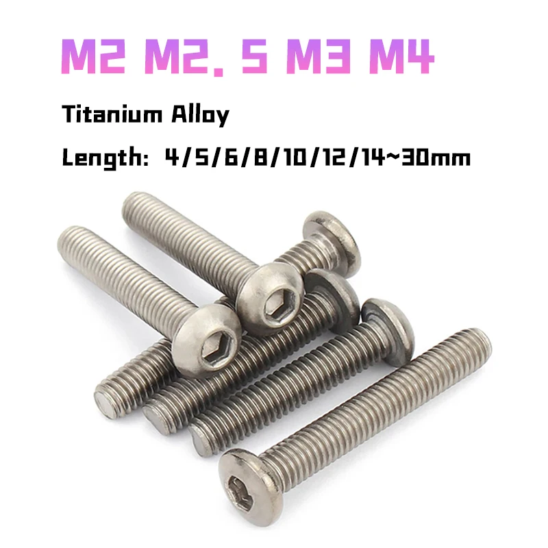 Peijian 10pcs/lots M2 M2.5 M3 M4 Ta2 Bolt Hex Socket Bolts Button Screws Button Allen Machine Screws