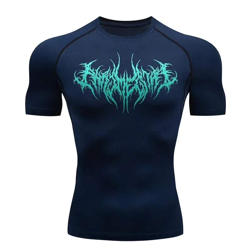 Men's Stretch Compression Fitness Gym Sports Running T-Shirt Breathable Short Sleeve Top Jogging Training Elastic Fitness Suit