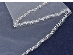 TOPQUEEN V175 Crystal Edge Wedding Veils for Bride Bridal Veils with Rhinestones Cathedral 2025 1 Tier Wedding Hair Accessories