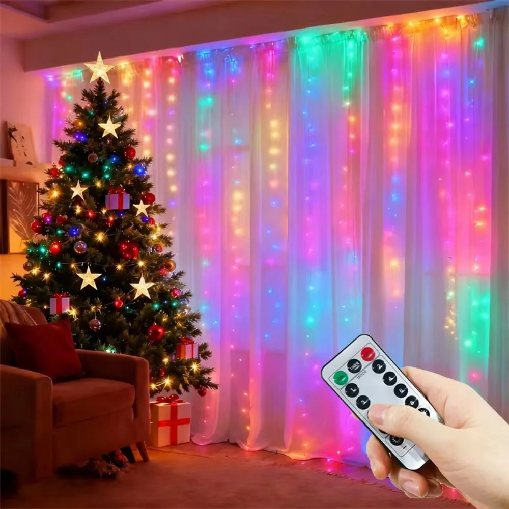 LED Curtain String Lights 8 Modes USB Plug Party Lights with Remote Control Fairy Garland Bedroom Wedding Christmas Decorations