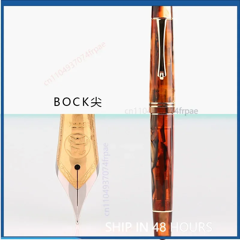 For MAJOHN M800 Iridium Fountain Pen German Color Resin Barrel No.6 BOCK Two-tone Gold Plated Tip Office Practice Pen