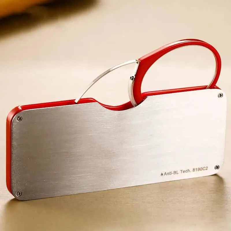 4 Stück tragbare Lesebrillen mit Clip-Nasenbügel für Herren, ultraleicht, ultradünn, presbyopische Brillen mit Original-Etui 1,0 1,5 – Detail 5