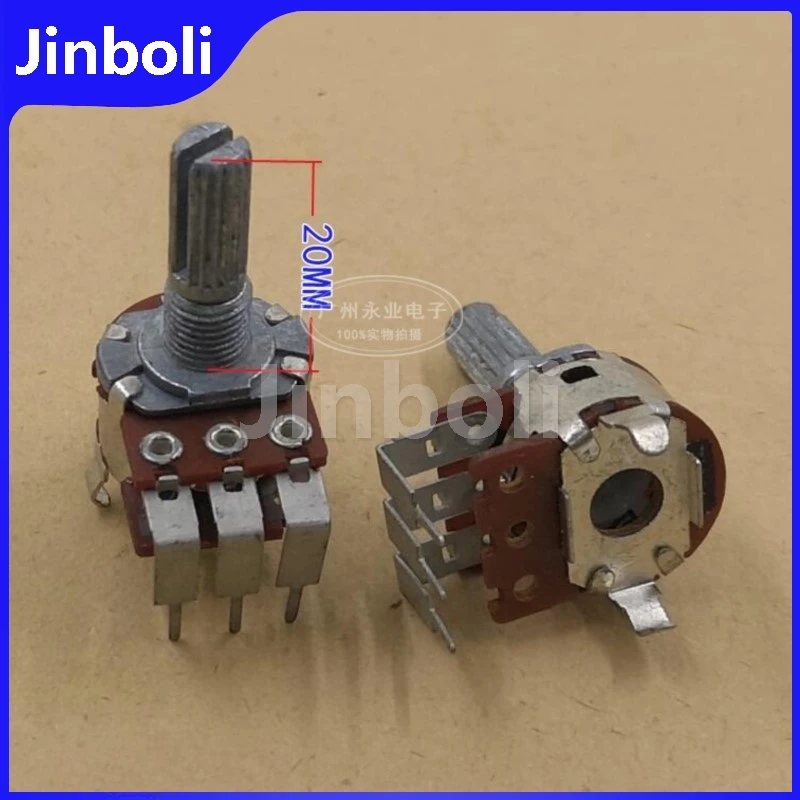 2 sztuki WH148 16 typ pojedyncza potencjometr obrotowy wygięta stopa 3 piny B50K B503 wzmacniacz głośności potencjometr długość trzonka kwiatowego 20MM