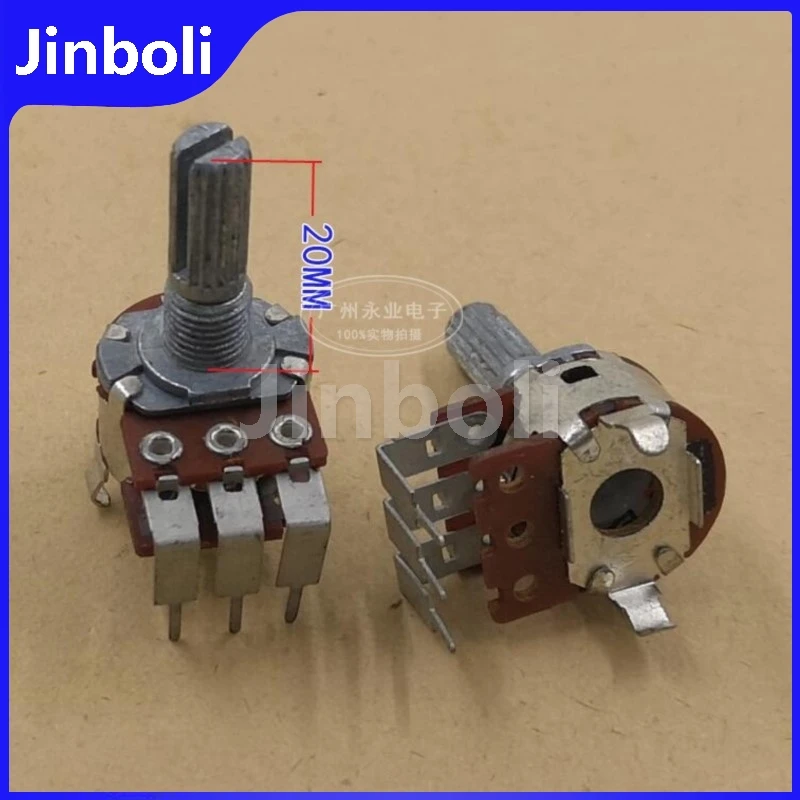 2PCS WH148 16 Type Single Rotary Potentiometer Bent Foot 3Pins B50K B503 Volume Amplifier Potentiometer Flower Shaft Length 20MM