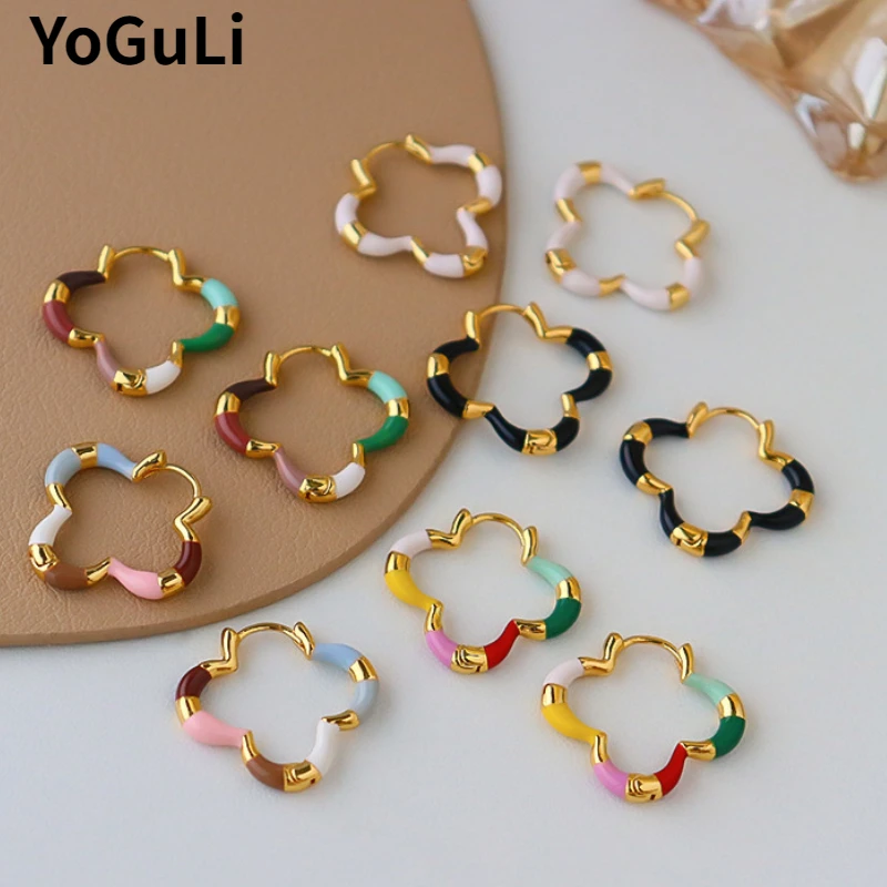 Moda Takı Tatlı Kore Mizaç Renkli Çiçek Küpe Kadınlar Için Parti Hediyeler Basitçe Tasarım Kulak Aksesuarları Sıcak Satış