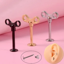 1Pc Stainless Steel Key Design Earring  Tragus Cartilage Daith Helix Stud Piercing Switch Lobe Conch Lip Barbell Body Jewelry