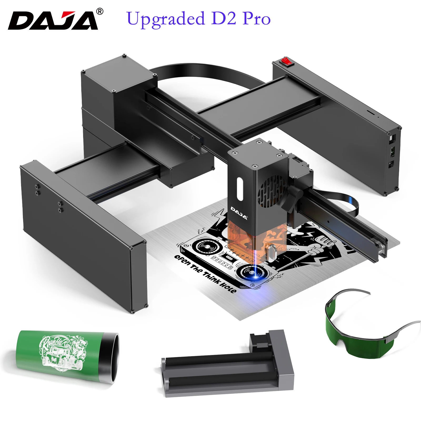 DAJA DJ7 Upgraded D2 Pro Laser Engraver Machine Diy CNC Engraving Machine Portable for Woodworking/Metal Logo/Leather/Bamboo