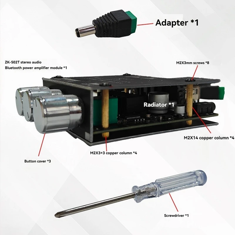 -502T 50Wx2 مكبر صوت استيريو مجلس سيارة بلوتوث ثنائي القناة ستيريو عالية ومنخفضة تعديل التردد مكبر للصوت المجلس #4