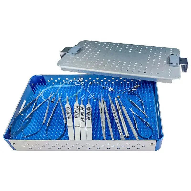 21pcs Stainless Steel cataract Ophthalmic instrument With Aluminium Sterilization Tray