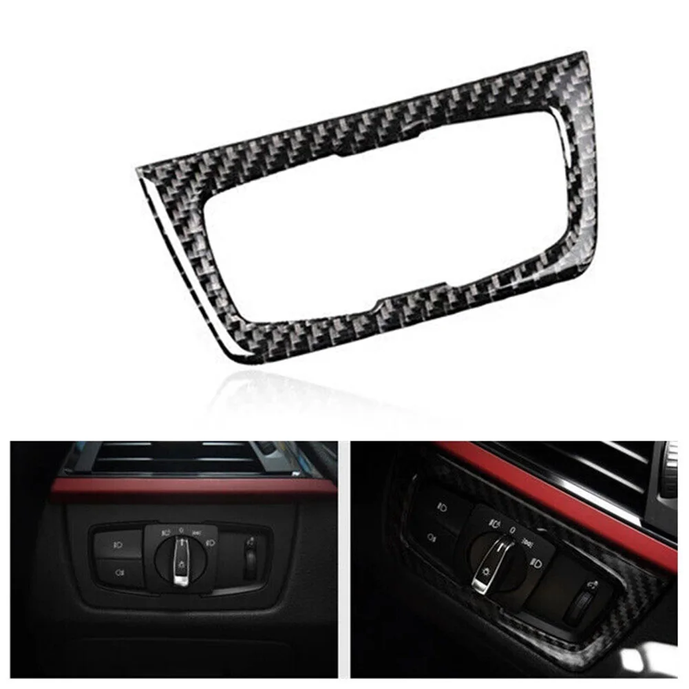 Car Headlight Switch Frame Interior Trim For BMW F30 F31 F34 F32 F33 F36 F80 F82 F83 Carbon Fiber Car Interior Accessories