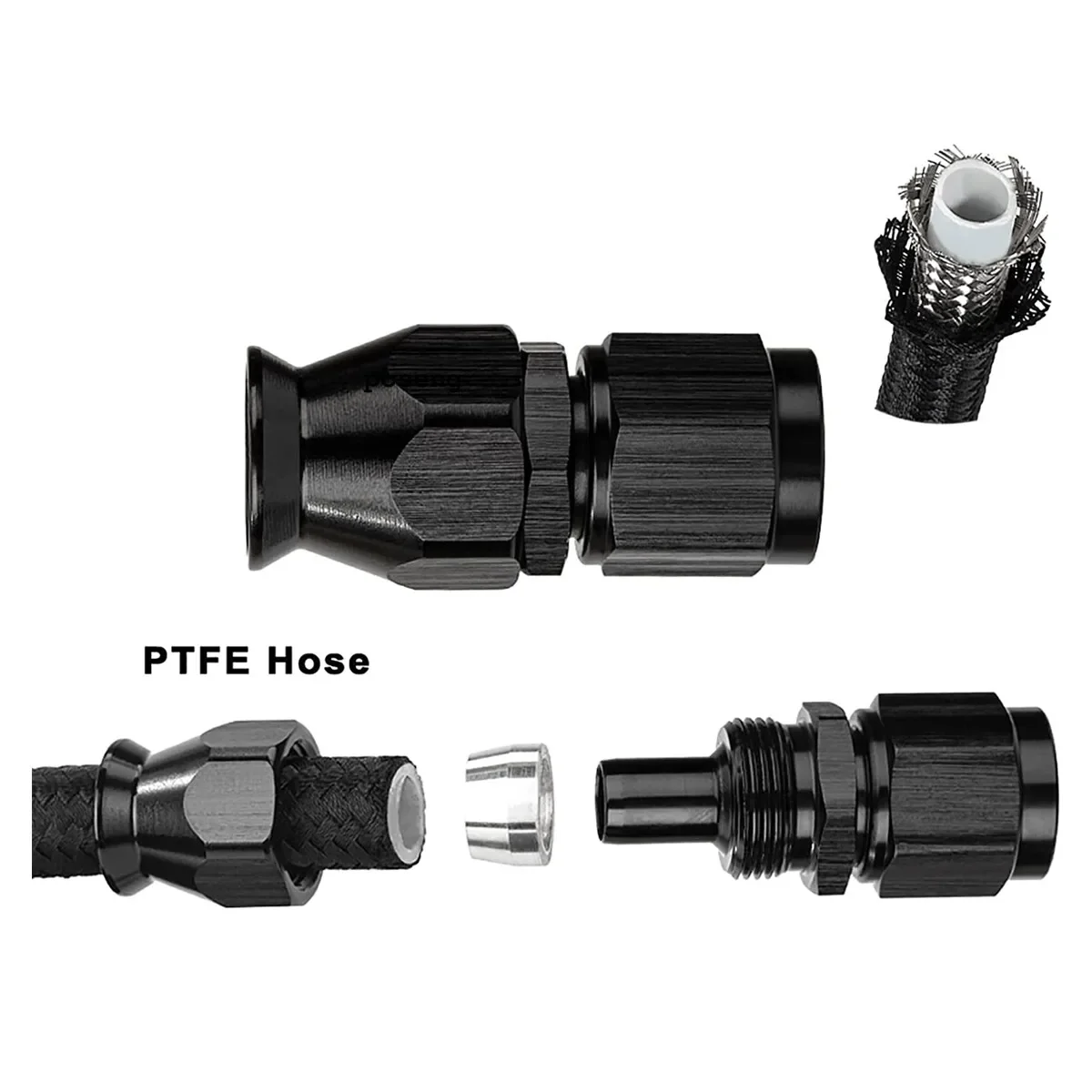 العالمي 30FT AN8 AN10 النايلون PTFE مجموعة خط الوقود مع 10 قطعة تركيبات خرطوم 0 45 90 180 درجة ل الكحول الإيثانول المبرد الأسود