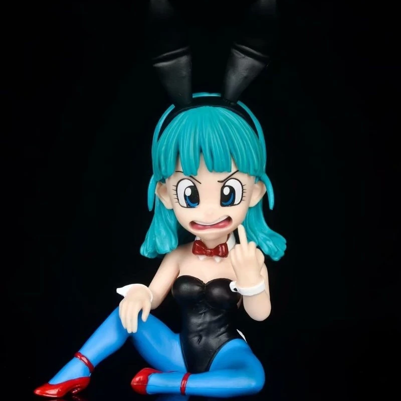 Anime Dragon Ball Figure Gk Bunny Girl Bulma Figure Erect Middle Finger Pvc Action Figures Collection Model Toy Doll Kids Gifts