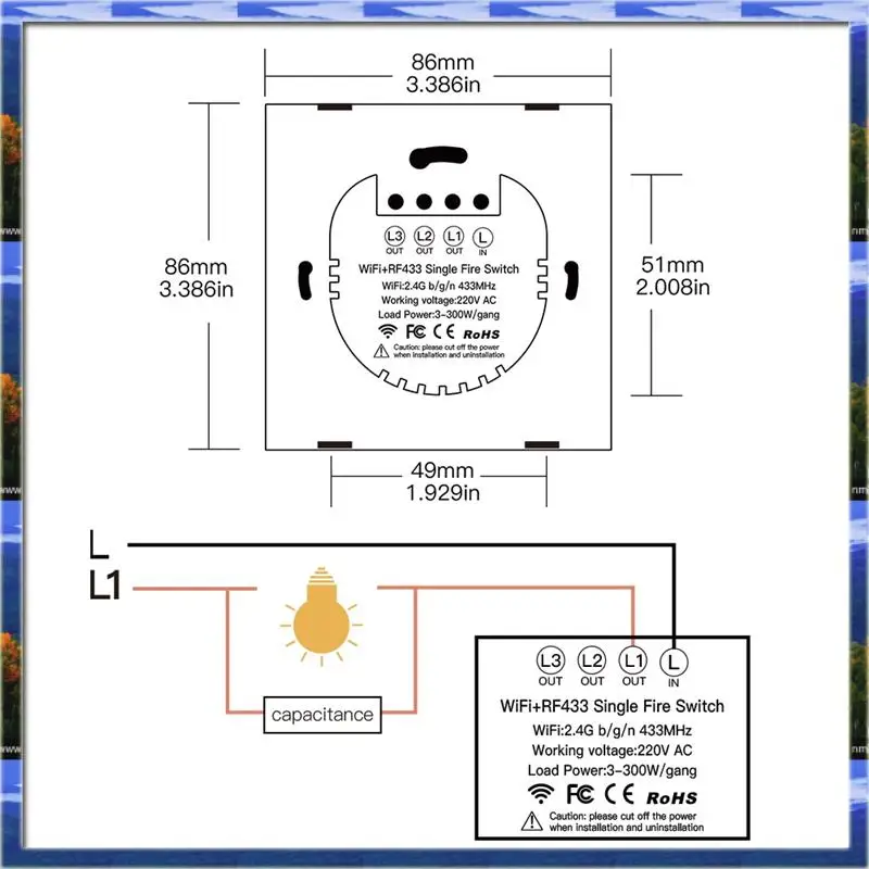 Wifi Smart Interruttore Della Luce RF433 Nessun Cavo Neutro Singolo Fuoco Vita Intelligente Tuya App di Controllo Per Alexa Google Casa 220V EUAS59-