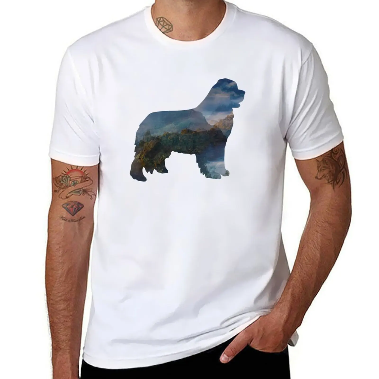 

Newfoundland Dog Silhouette Fantasy T-Shirt funny t shirts man t shirts for man slim fit T-Shirt